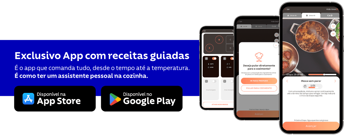 App exclusivo com receitas guiadas